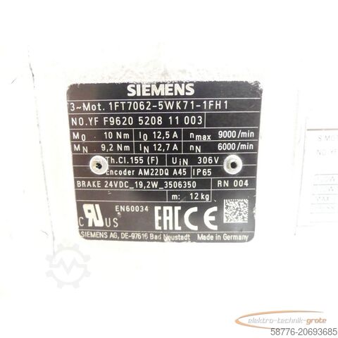Control unit Siemens 1FT7062-5WK71-1FH1 Motor SNYFF9620520811003 generalüberholt mit 12 Monaten Gewährleistung!