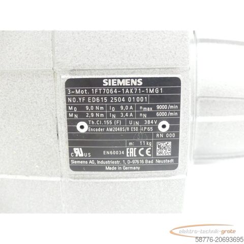 Control unit Siemens 1FT7064-1AK71-1MG1 Synchronmotor SN:YFED615250401001 - ! -