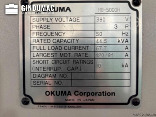 Horizontal-Bearbeitungszentrum Okuma MB 5000H