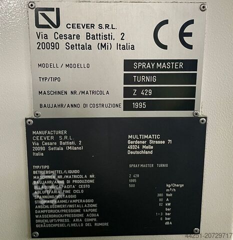 Industrielle Sprühwaschanlage Drehtisch Ceever Spraymaster Turning