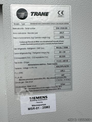 Aircooled packaged Chiller Trane CMAB HSE 185