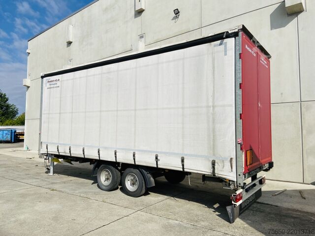 Open trailer with tarp Möslein TP 11 Schwebheim  Tandem- Schiebeplanenanhänger zum Durchladen