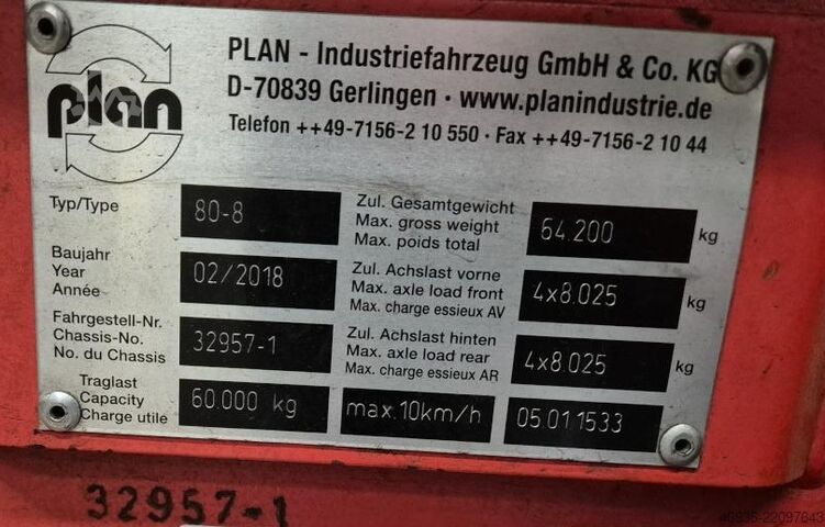 Heavy Duty industrial trailer PLAN - Typ Plan Type 80-8