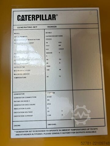 Generator set CAT DE18E3 - 18 kVA Generator - DPX-18002