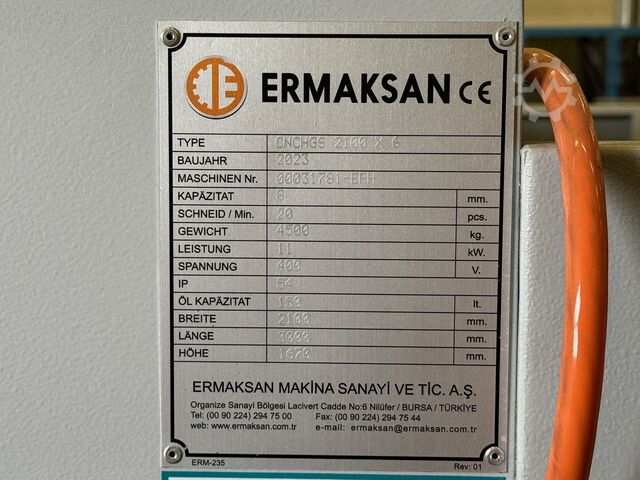 Plate shear Ermak HGS 2100 x 6