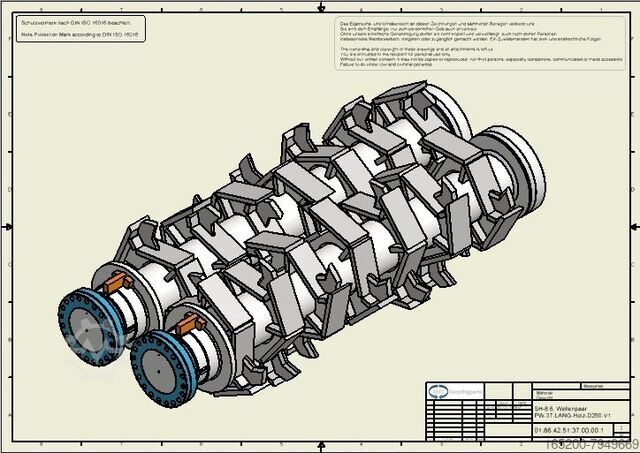 Set of crushing shafts NEW manufactured PRT Schredderwellen Hammel Arjes Lindner Pro