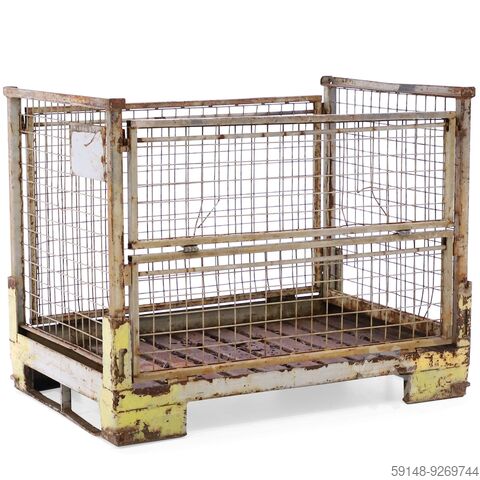 Used Mesh Container stackable and foldable 1 flap at 1 long side, L: 1200, W: 800, H: 960 Kruizinga 98-6346GB