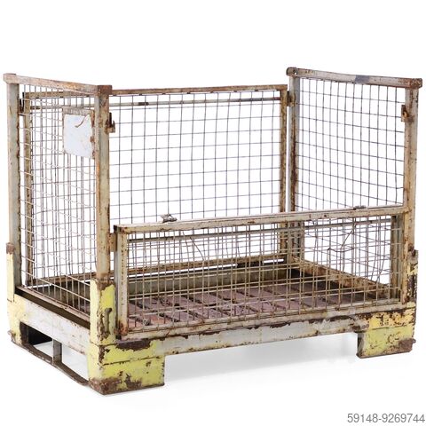 Used Mesh Container stackable and foldable 1 flap at 1 long side, L: 1200, W: 800, H: 960 Kruizinga 98-6346GB