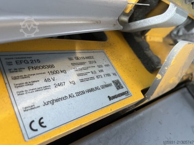 Electric 3-wheel forklift Jungheinrich EFG215