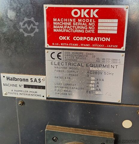 Horizontal machining center OKK HM6300