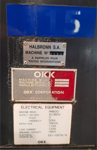 Horizontal machining center OKK hm600