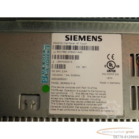 Component Siemens 6AV7861-3TB00-1AA0 Simatik Flat Panel - gebraucht Top Zustand -
