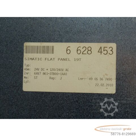 Component Siemens 6AV7861-3TB00-1AA0 Simatik Flat Panel SN: LBWC005271 - gebraucht Top Zustand -