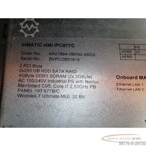 Component Siemens 6AV7894-0BH32-0AC0 Simatik HMI IPC 677C SN:VPC0851816  gebraucht - TOP Zustand