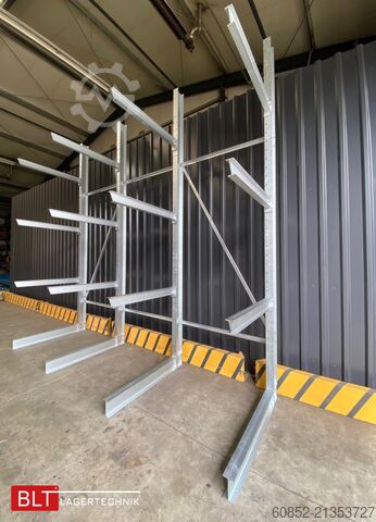 Cantilever rack ca. 4,02 lfm. Kragarmregal H: 416 cm T: 137 cm , 750 kg/Arm , 4 Lagerebenen