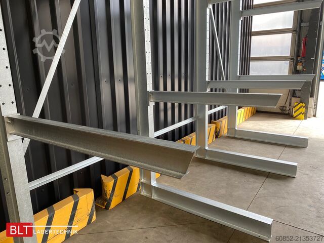 Cantilever rack ca. 4,02 lfm. Kragarmregal H: 416 cm T: 137 cm , 750 kg/Arm , 4 Lagerebenen
