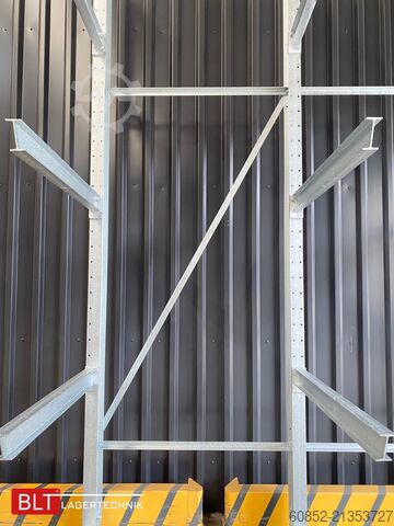 Cantilever rack ca. 4,02 lfm. Kragarmregal H: 416 cm T: 137 cm , 750 kg/Arm , 4 Lagerebenen