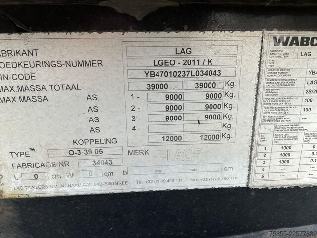 Container transport LAG FT Tank / BPW Axles / Drumbrakes /...