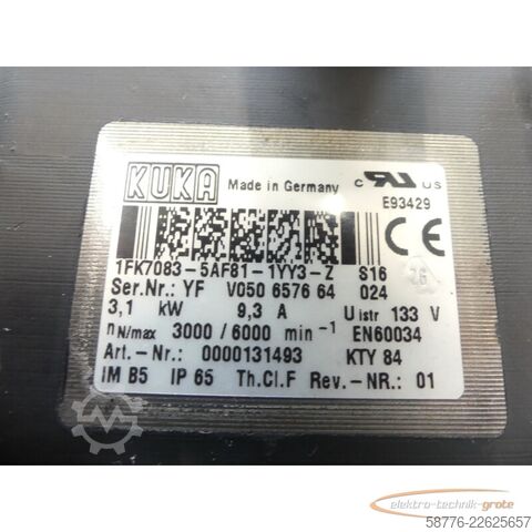 Steuerung KUKA Kuka 1FK7083-5AF81-1YY3-Z Servomotor SN: YFV050657664024