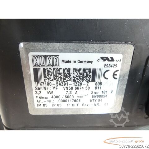 Steuerung KUKA Kuka 1FK7100-5AZ91-1ZZ9-Z Servomotor SN: YFVN50667458011