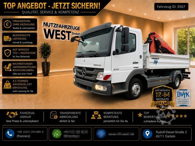 Dreiseitenkipper MERCEDES-BENZ Atego 818 Meiller Kipper Palfinger Kran