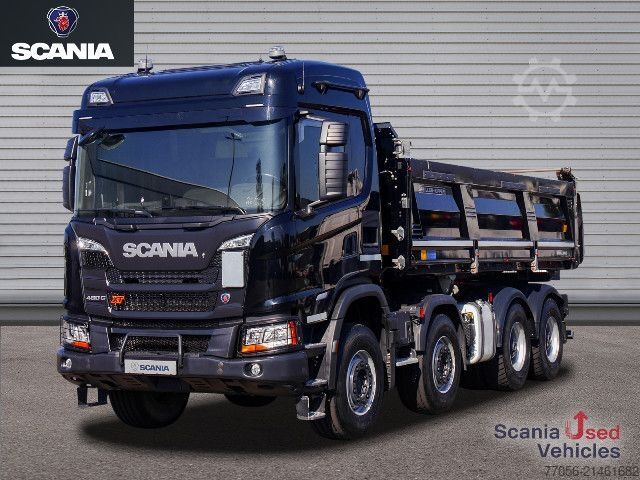 Three-sided tipper truck Scania G 460 B8x4HZ XT - Meiller TRIGENIUS D421 / Bordmat