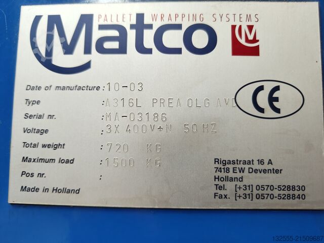 Drehteller-Palettenwickler Matco A316L PREA