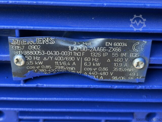 KSB ETABLOC GN 65-125 5,5 kW Siemens KSB ETABLOC GN 65-125 5,5 kW Siemens KSB ETABLOC GN 65-125 5,5 kW Siemens