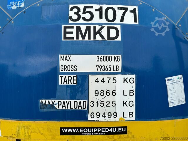 Tankcontainer Van Hool 34.600L / 1-comp. + baffles / 20FT swapbody / U...