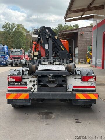 Abrollkipper SCANIA R 380 HIAB-Ladekran und ARK, Liftachsen 2+4