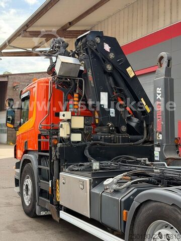 Abrollkipper SCANIA R 380 HIAB-Ladekran und ARK, Liftachsen 2+4