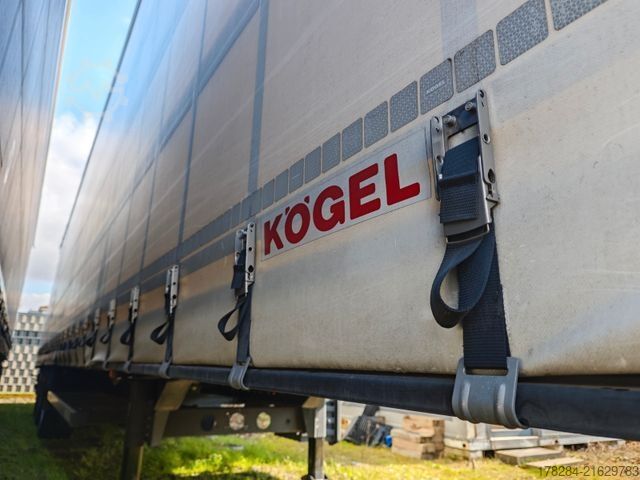 Open semitrailer with tarp KÖGEL MEGA Hubdach, Vario FIX, 1. Liftachse