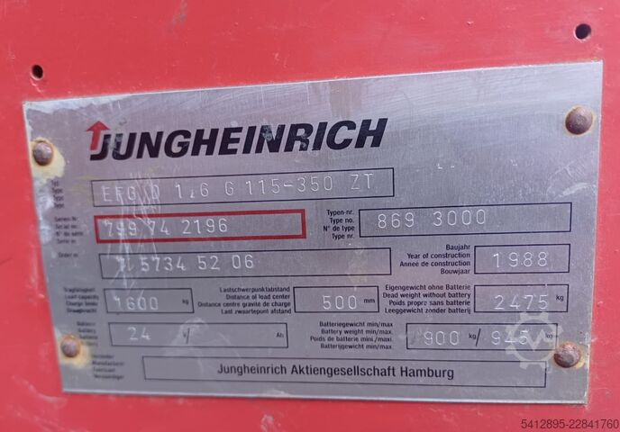 Elektro EFG115 -350 ZT/ 19 Gabelstapler Jungeheinrich Elektro EFG115 -350 ZT/ 19