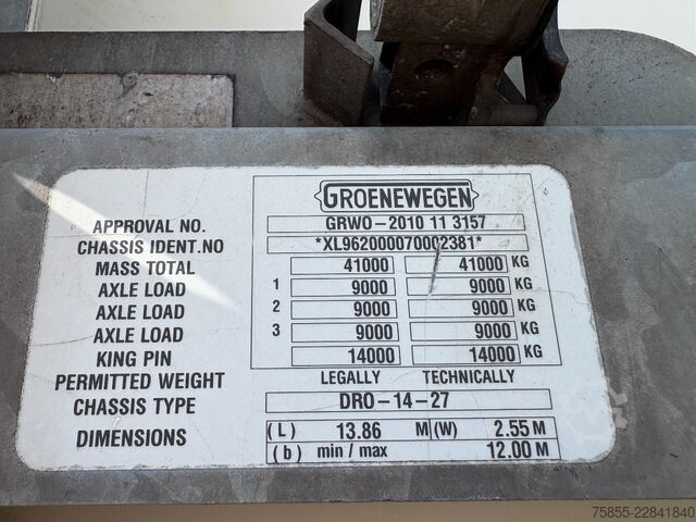Box body Groenewegen DRO-14-27 3-Axle Box / BPW Axles / NL Trailer