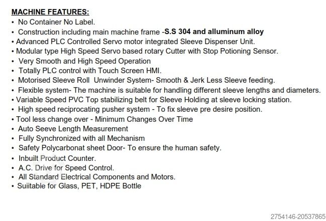 Sleeve Shrink Machine - Under Warranty  SVSSA-ASM