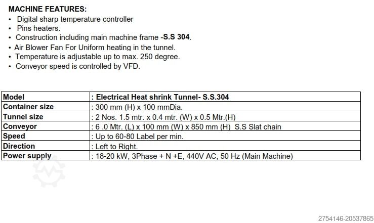 Sleeve Shrink Machine - Under Warranty  SVSSA-ASM