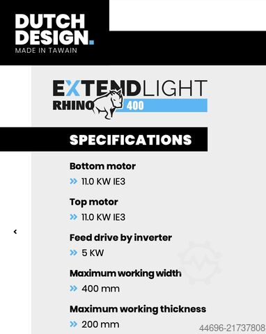 Wide beam planer double side 400 mm RHINO EXTEND LIGHT 400