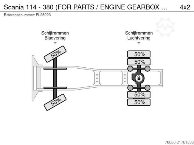 Standard tractor Scania 114 - 380 (FOR PARTS / ENGINE GEARBOX RUNNING /...