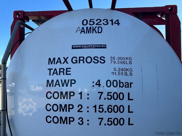 Tank container Van Hool 20FT SWAP BODY / 30.600L / 3 comp (7.500L + 15...
