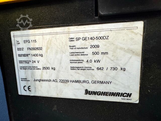 03/2024 serviced + UVV valid until 06/2027 Jungheinrich EFG115