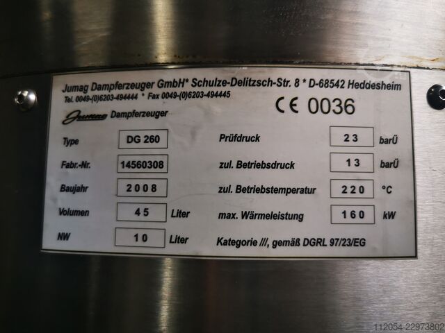 Steam boiler JUMAG DG 260