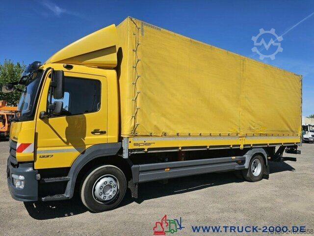 Flatbed truck with tarp Mercedes-Benz Atego 1227 Plane Spriegel LBW BÄR 1.500 Kg + AHK