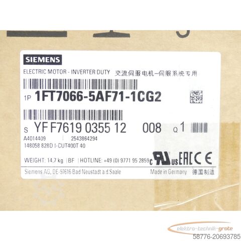Control unit Siemens 1FT7066-5AF71-1CG2 Synchronmotor SN:YFF7619035512008 - ! -