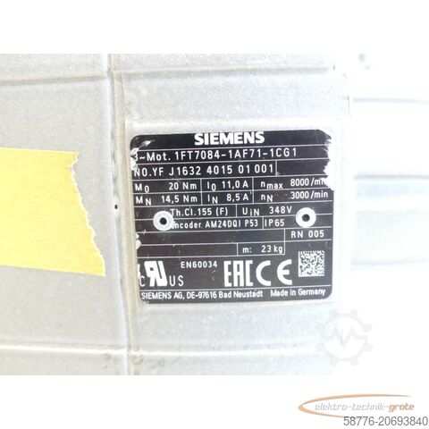 Control unit Siemens 1FT7084-1AF71-1G1 Synchronmotor SN:YFJ1632401501001 - ! -