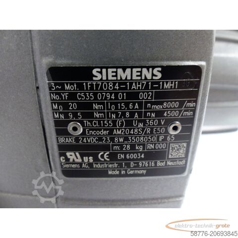 Control unit Siemens 1FT7084-1AH71-1MH1 Synchronservomotor SN: YFC535079401002