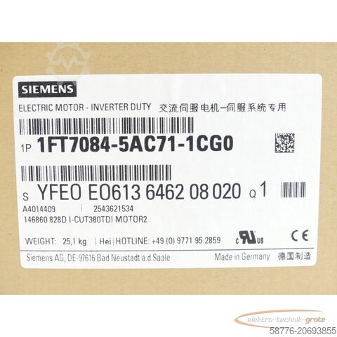 Steuerung Siemens 1FT7084-5AC71-1CG0 Synchronmotor SN:YFE0E0613646208020 - ! -