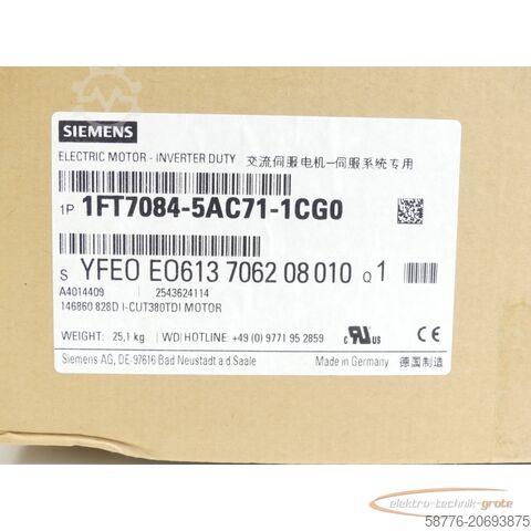Steuerung Siemens 1FT7084-5AC71-1CG0 Synchronmotor SN:YFE0E0613706208010 - ! -