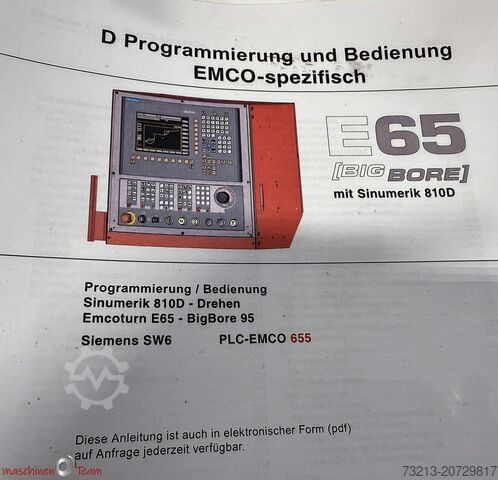 CNC Drehmaschine mit Equipment & C Achse EMCO E65 TM BigBore 95