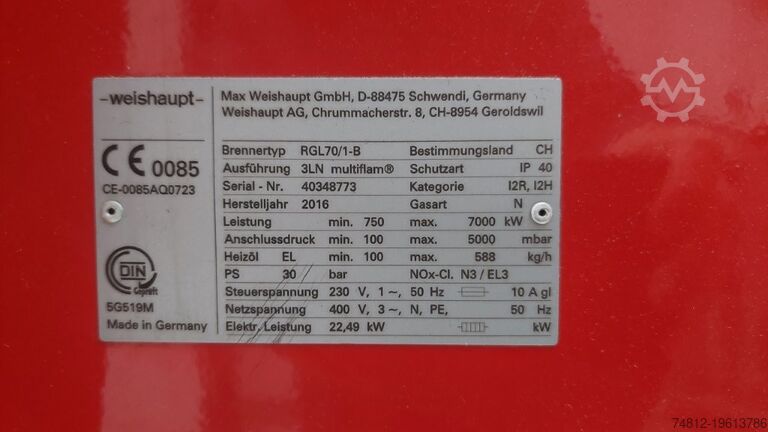 Steam boiler installation BOSCH UL-S10000X18, max. 10.000 kg steam/ h