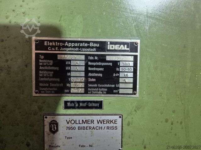 Butt / flash welding machine IDEAL BAS 20